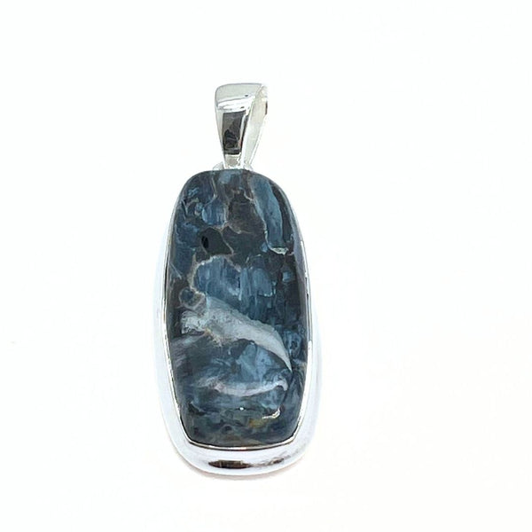 Rainbow moonstone, drop-shaped silver pendant