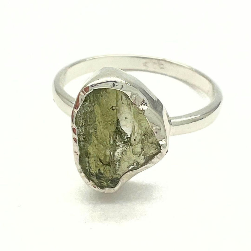 Moldavite, raw set in a silver pendant