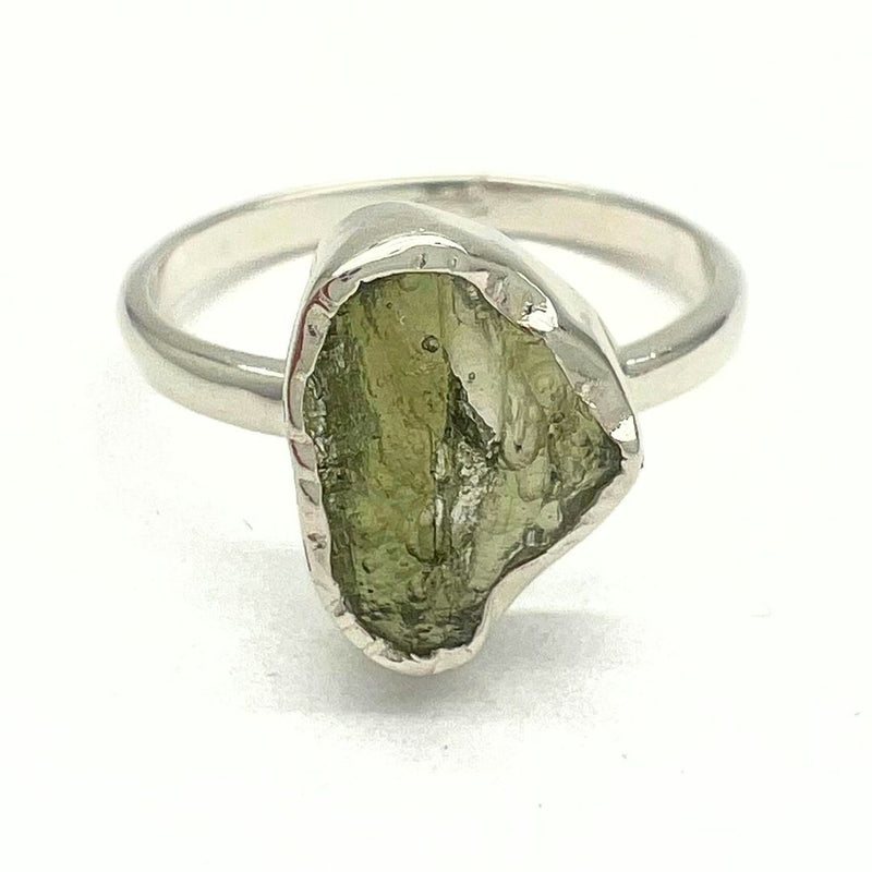 Moldavite, raw set in a silver pendant