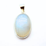 Rainbow moonstone, drop-shaped silver pendant