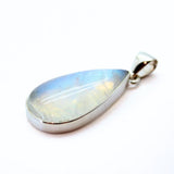 Oval rainbow pendant set in silver