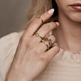 Regnbågsmånsten ring i guld vermeil