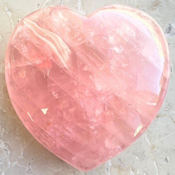 Rose quartz, huge faceted heart