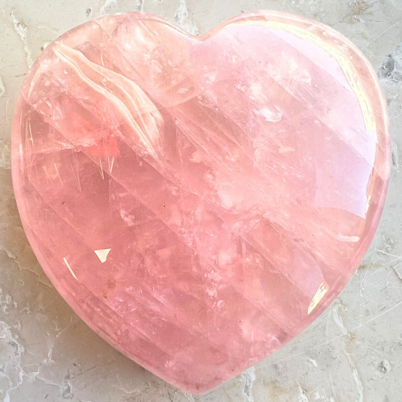 Rose quartz, huge faceted heart