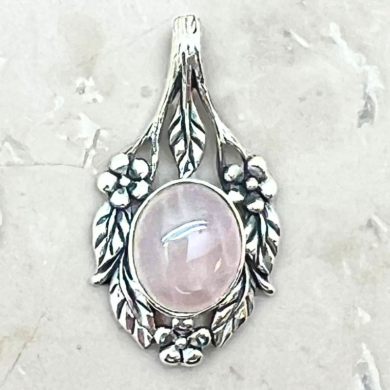 Rainbow moonstone, flower filigree pendant