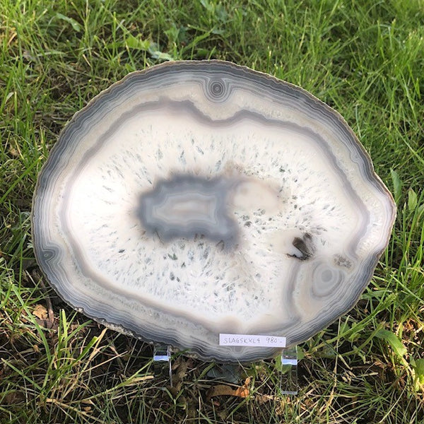 Agate disc XL grey/white ca19x22x0.8 cm