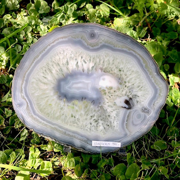 Agate disc XL grey/white ca19x22x0.8 cm