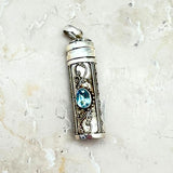 Prayer cylinder, pendant with amethyst