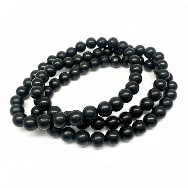 Obsidian black bracelet round 6 mm