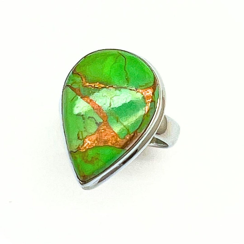 Turquoise round stone in sterling silver