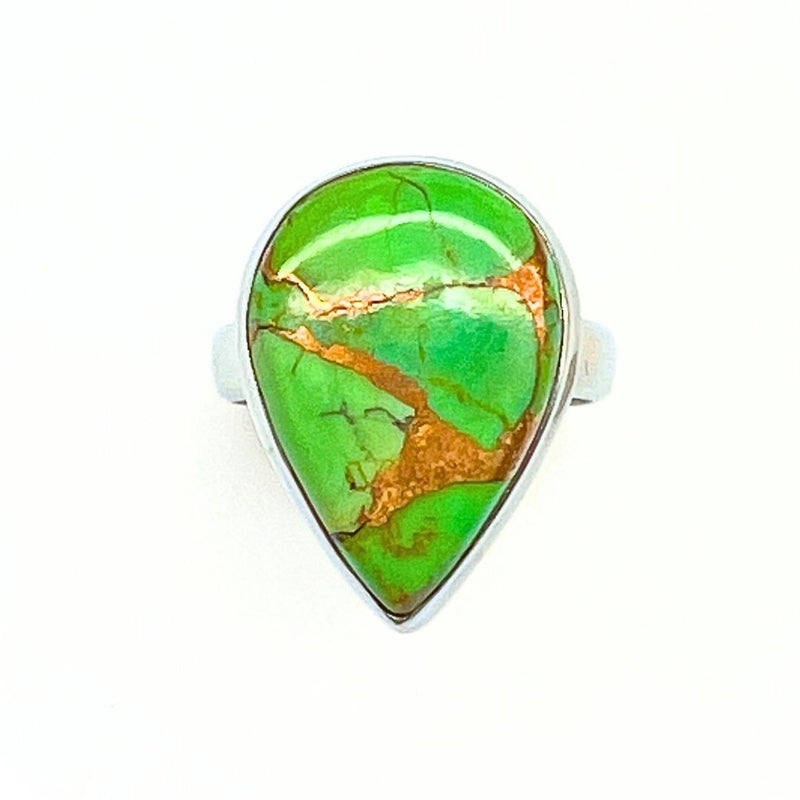 Turquoise round stone in sterling silver