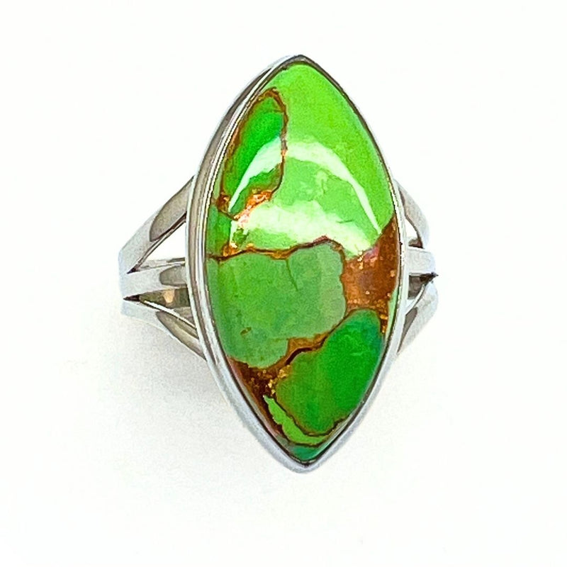 Turquoise round stone in sterling silver