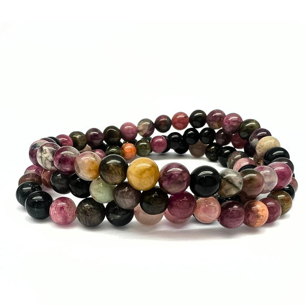 Turmalin mix, armband runda pärlor 6 mm