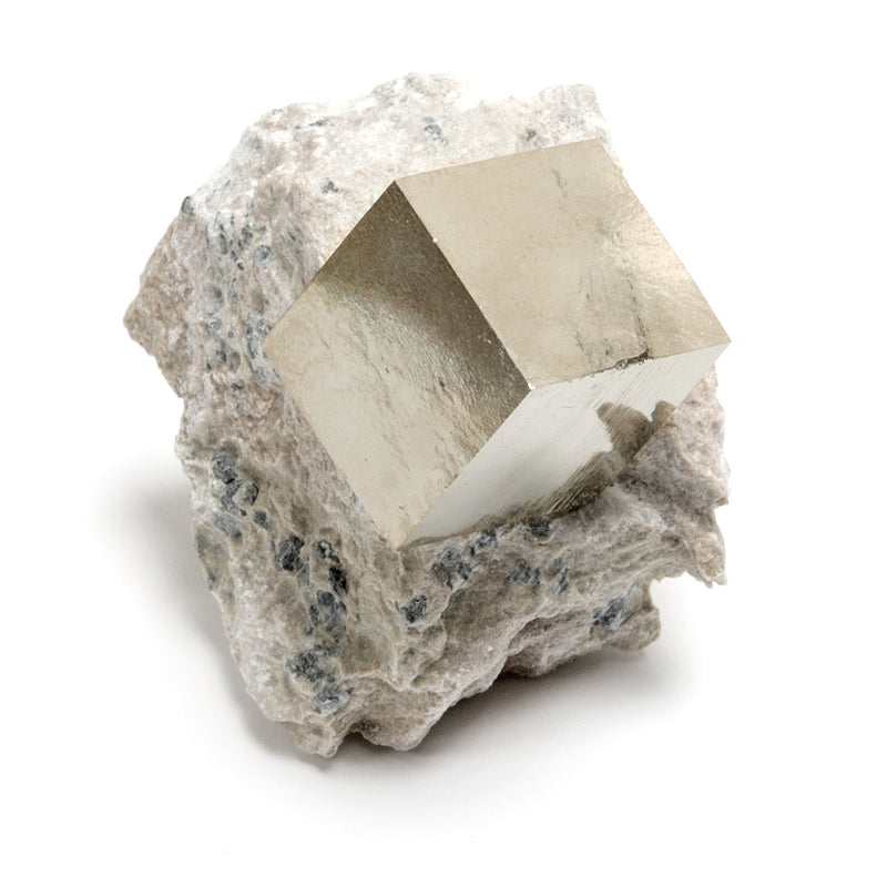 Pyrite, large cube in matrix, mother rock