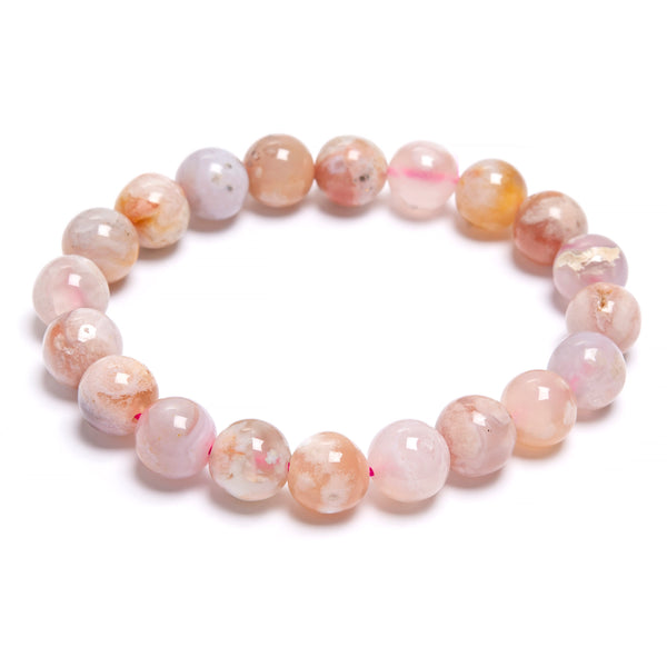 Flower agate, bracelet on elastic thread 6 mm