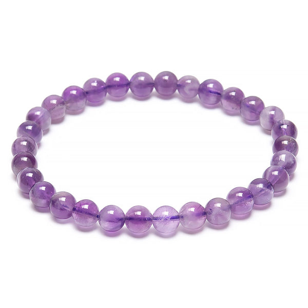 Amethyst, bracelet round crystal beads