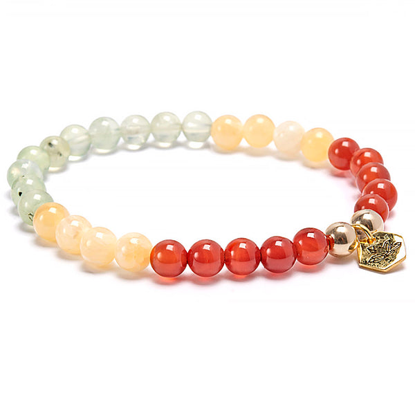 Joy intention bracelet with gold beads