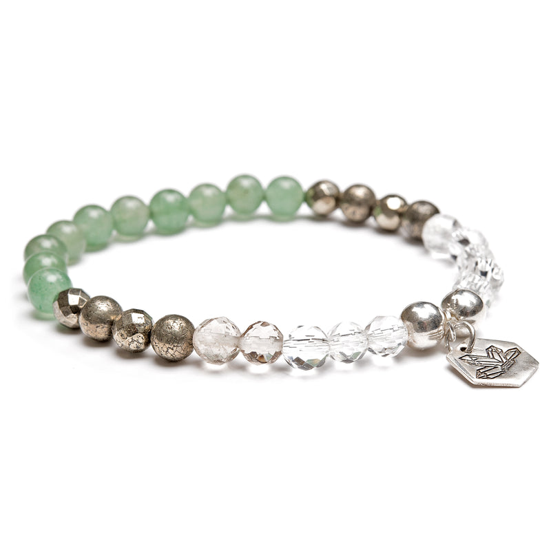 Wealth, Intention bracelet with silver beads