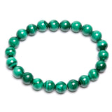 Malachite, round beads on elastic thread 8 mm