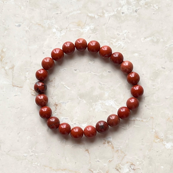 Red jasper bracelet round pearl 8 mm