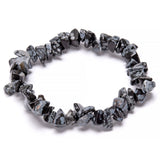 Obsidian snowflake, chip bracelet