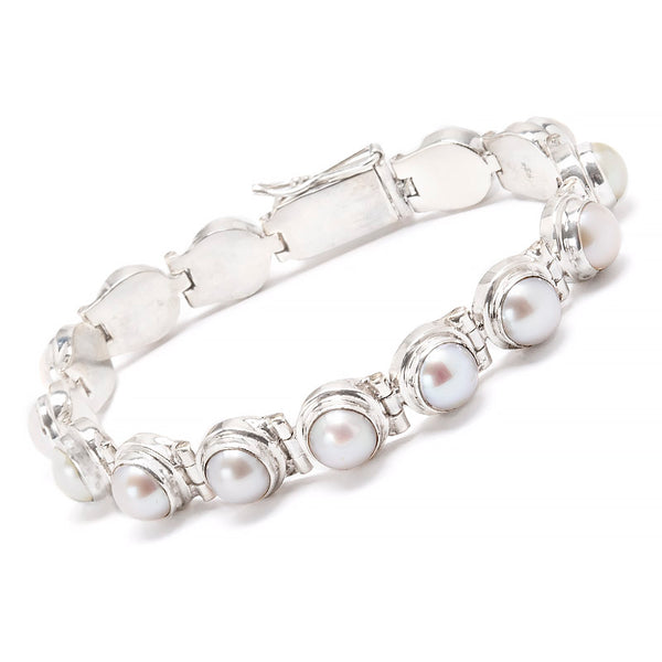 Freshwater pearl, bracelet in silver