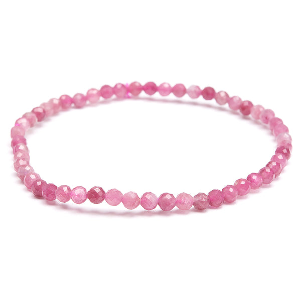 Pink tourmaline, faceted bracelet 4 mm