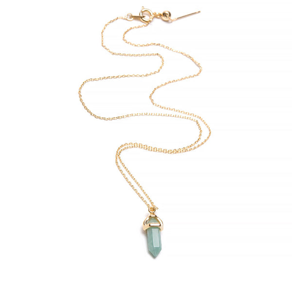 Amazonite, lace with gold plated chain