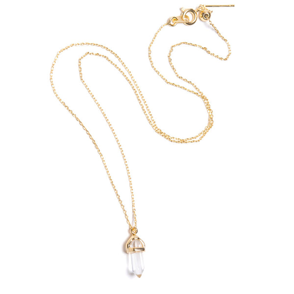 Rock crystal, lace with gold plated chain