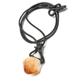 Citrine, natural lace on waxed cotton thread