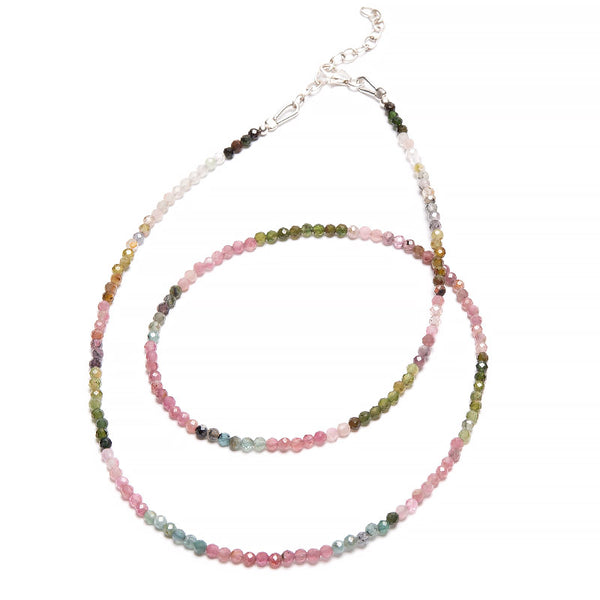 Tourmaline, mix faceted necklace