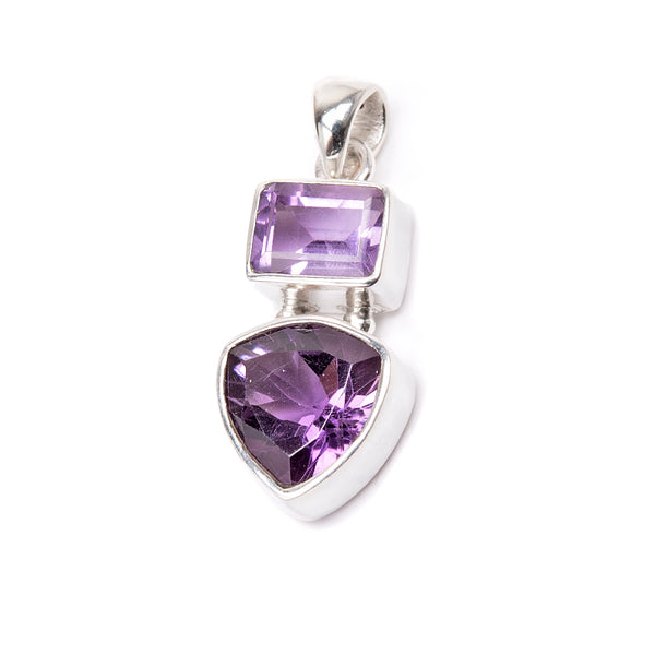 Amethyst, pendant with two stones