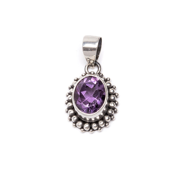 Amethyst, oval pendant with filigree