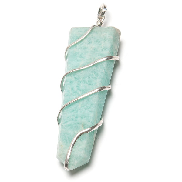 Amazonite, tip in silver plated spiral large