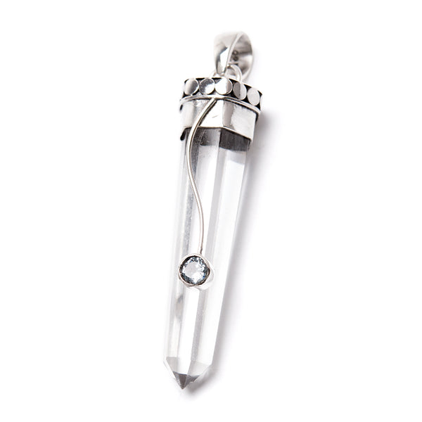 Rock crystal, silver pendant with garnet alt topaz