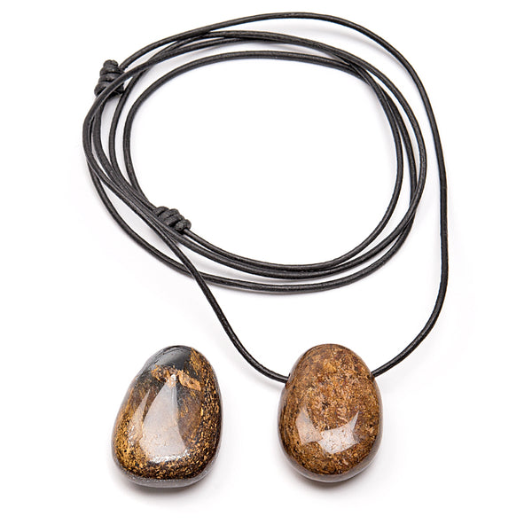 Bronsite, tumbled pendant with holes