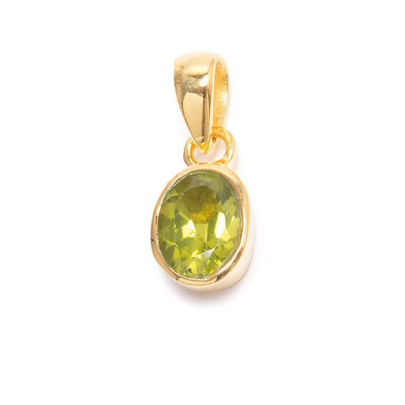 Månadssten augusti guldpläterat silverhänge med peridot
