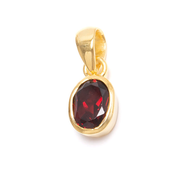 Garnet, month stone for January in gold-plated silver pendant