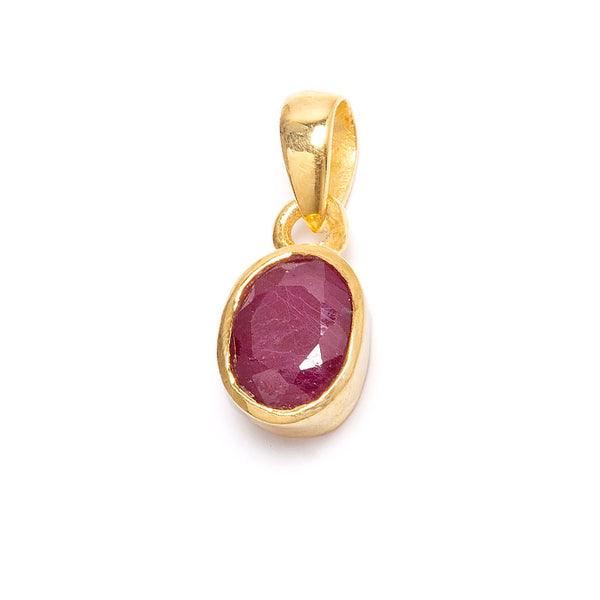 Month stone, July with ruby ​​gold plated silver pendant