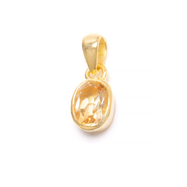 Citrine, month stone for November in gold-plated silver pendant