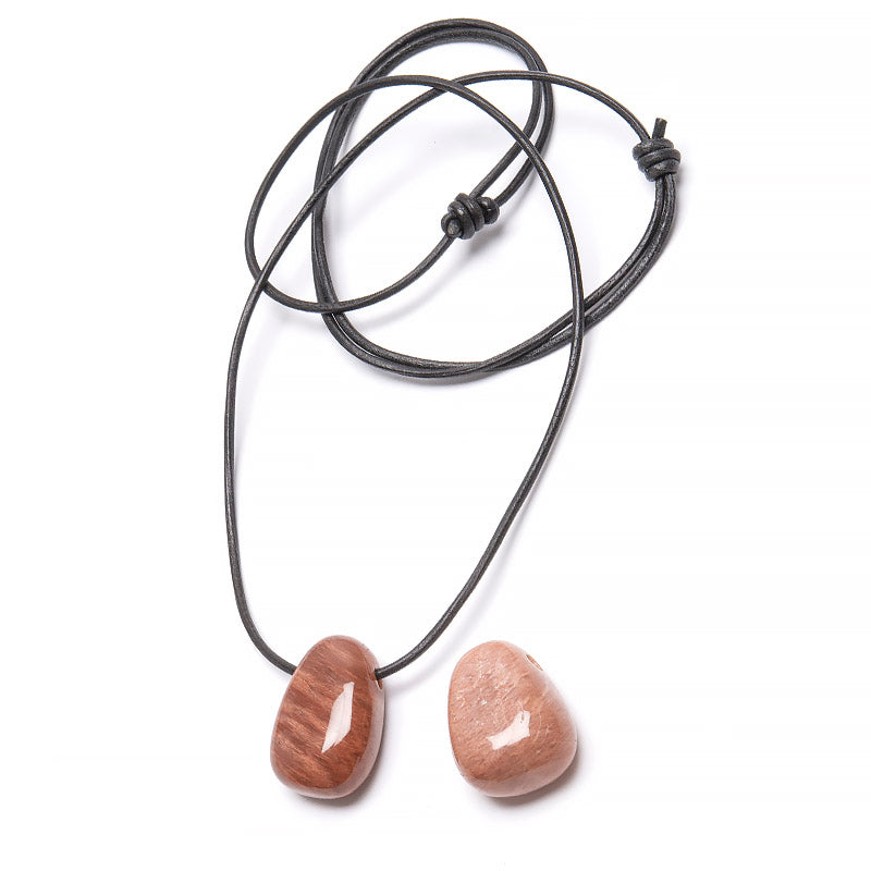 Moonstone peach, tumbled pendant with holes