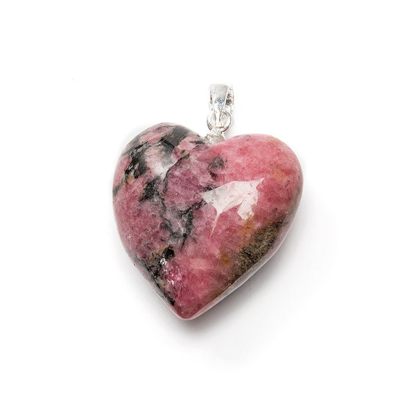 Rhodonite, pendant in the shape of a heart
