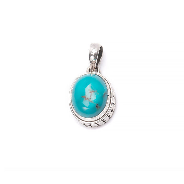 Turquoise, pendant with decorative silver edge