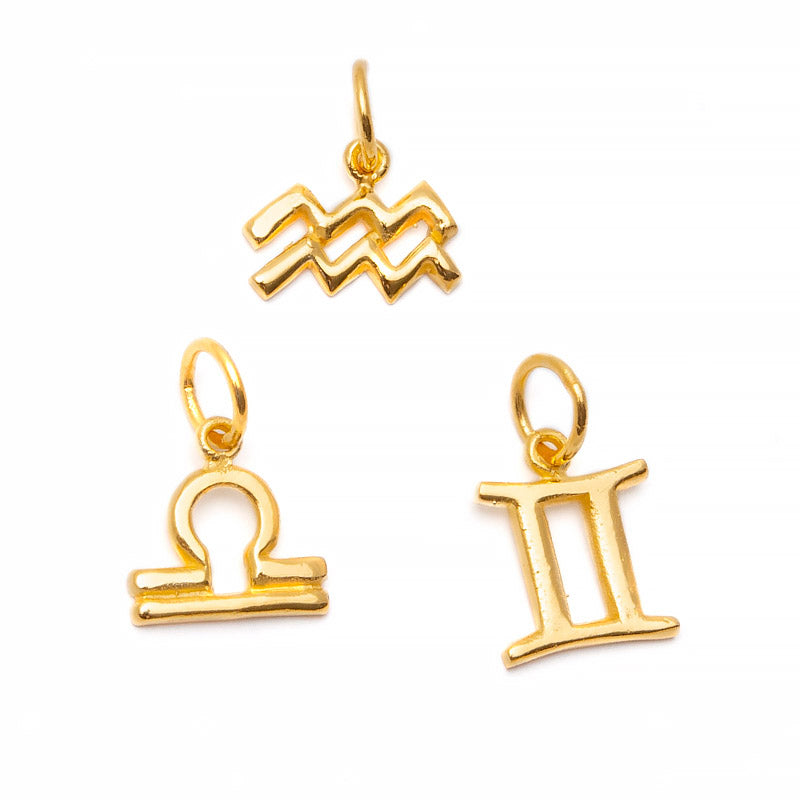 Gemini, Aquarius &amp; Libra, zodiac signs in gold