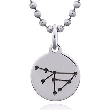 Zodiac sign, Capricorn constellation silver pendant