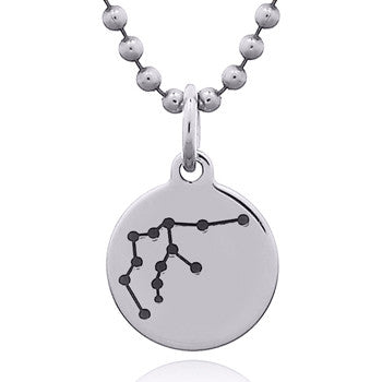 Zodiac sign, Aquarius constellation silver pendant