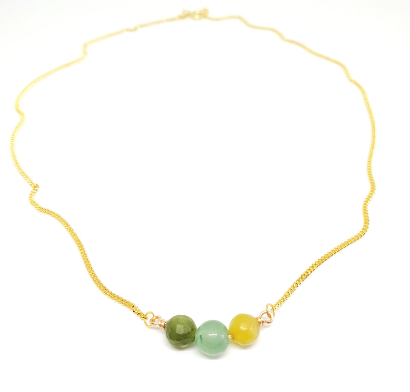 Intention necklace, harmony with gold colored chain