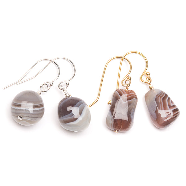 Botswana Agate earrings silver or gold plating