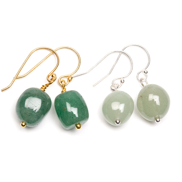 Aventurine, green earrings silver or gold plating