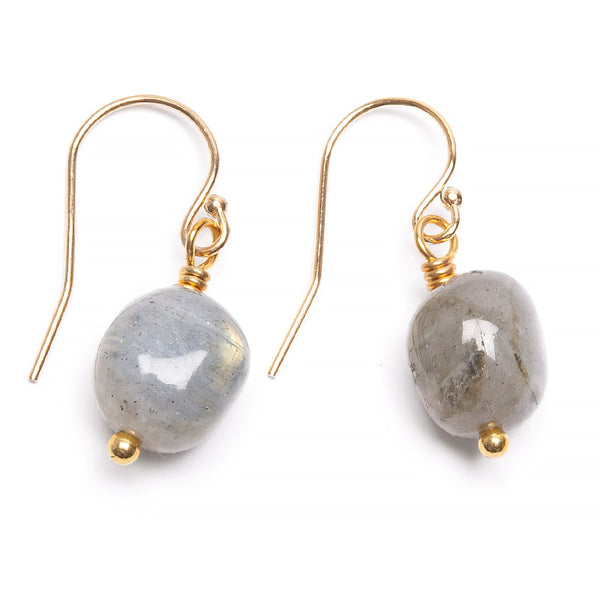 Labradorite, earring in gold